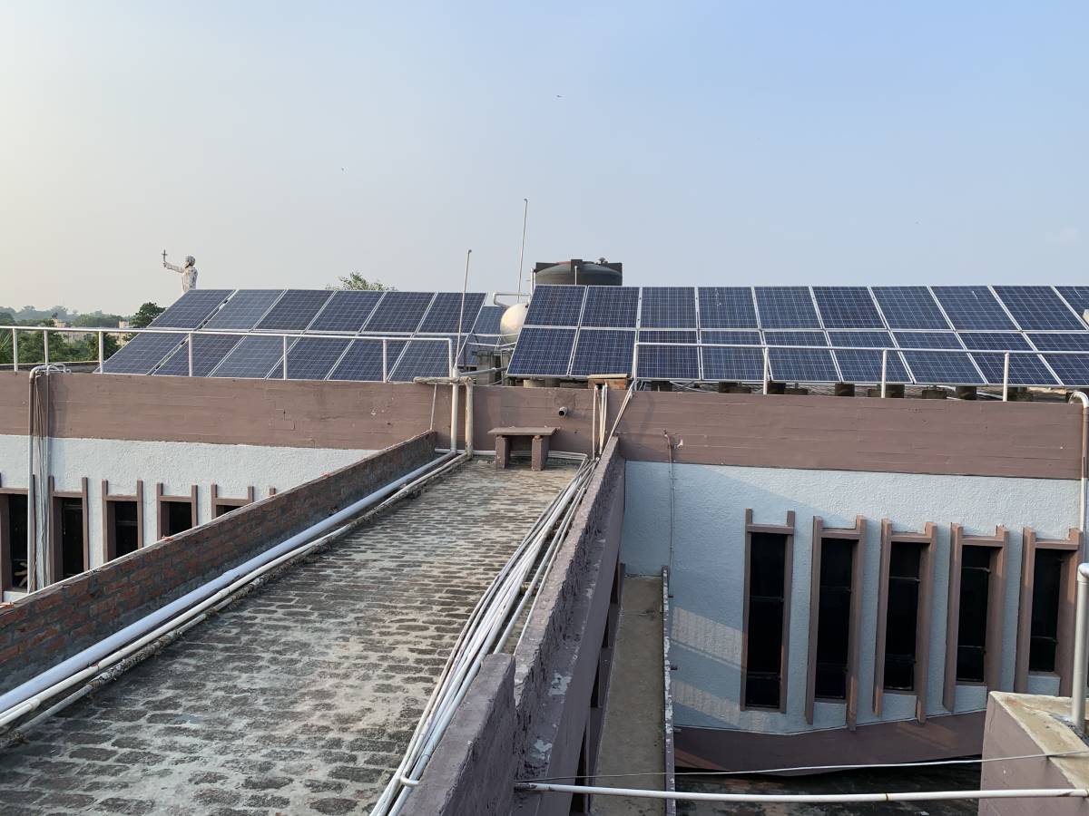 PV panels on the roof of the school